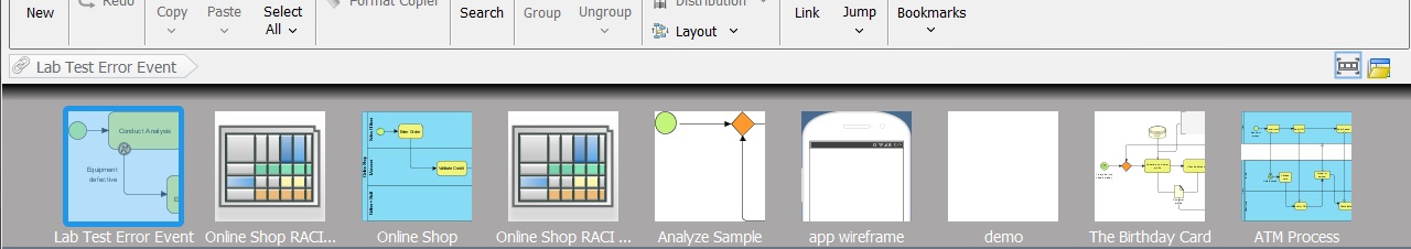 schakelen tussen diagrammen met de quick access bar